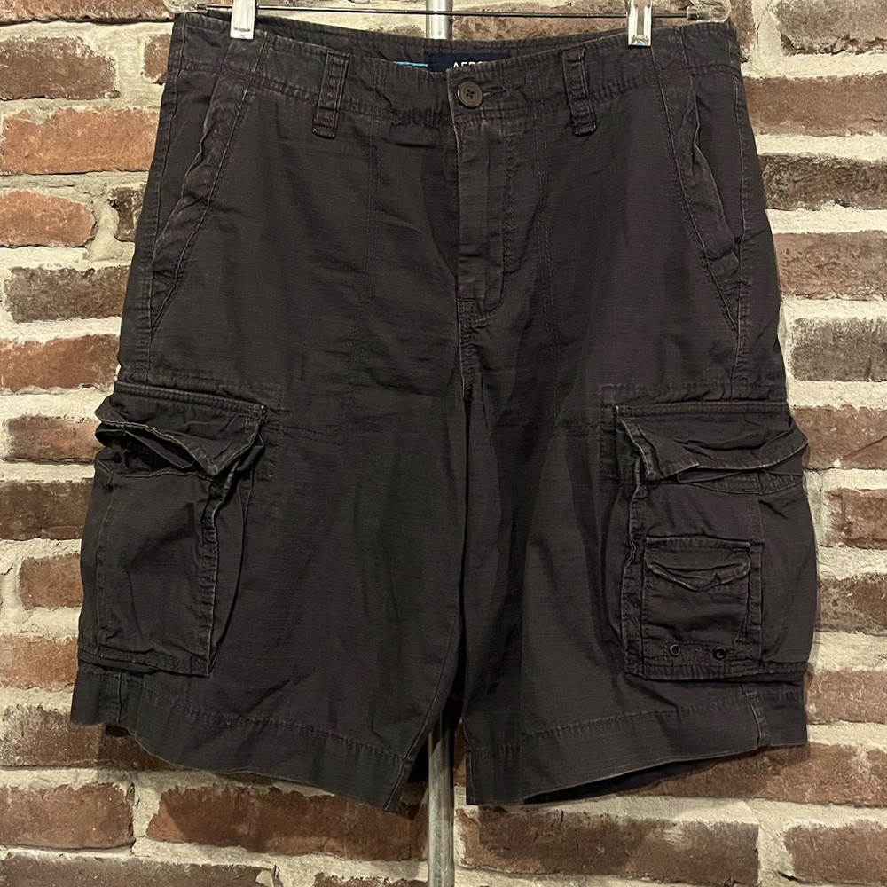Aeropostale Washed Black Cargo Shorts Size 32W